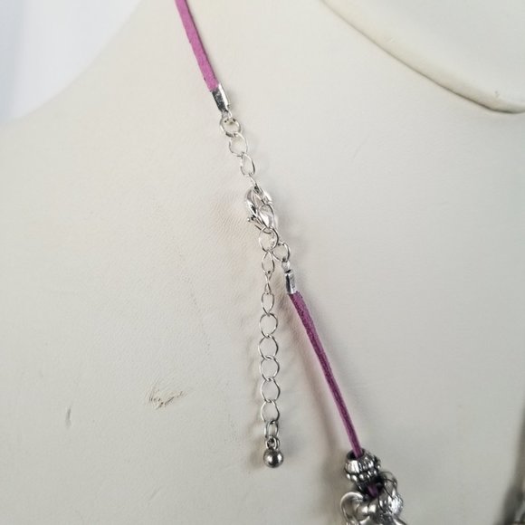 L&J Believe in Charm Necklace Earring Set Pink & Silver - Picture 5 of 13